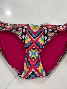 BECCA Hot Pink Multicolor Aztec Print Bikini Bottom